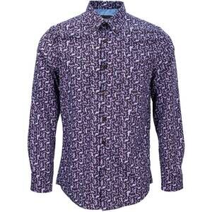 NEW LORDS OF HARLECH men's morris geo tulip shirt in plum